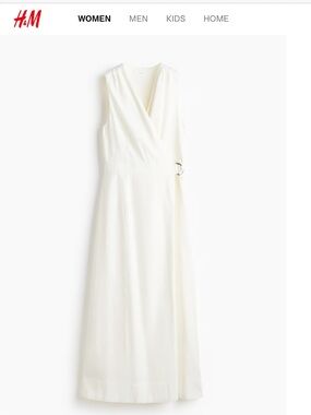 LINEN-BLEND WRAP DRESS